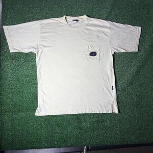 Berghaus Mens Pocket T-Shirt Cream Off White Logo Patch Short Sleeve Large